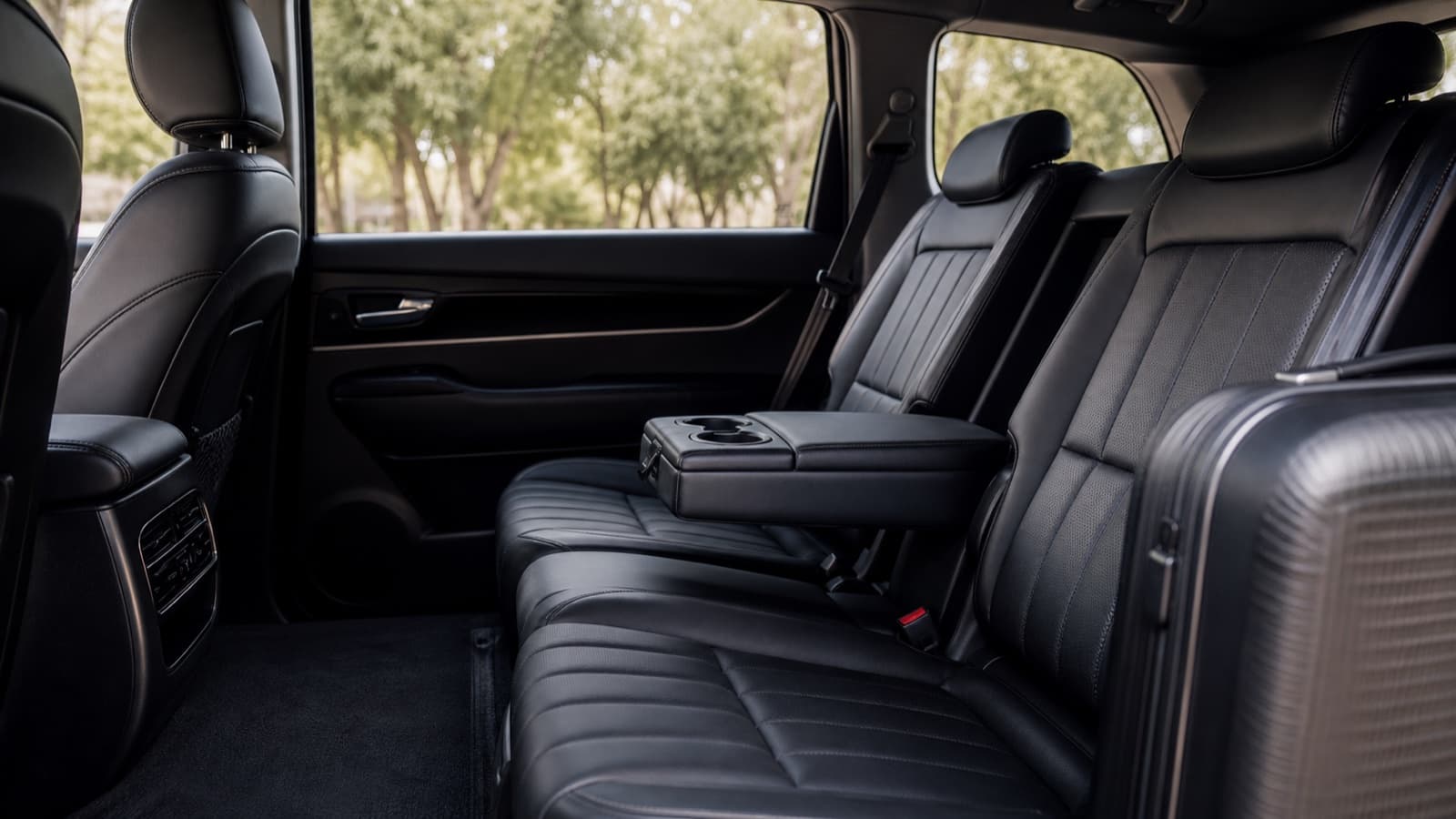 Premium private transfer interior with leather seats and luggage space